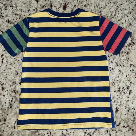 Polo Ralph Lauren Striped Jersey Tee Size 5 Blue Colorblock Boys Cotton Navy - Picture 5 of 7